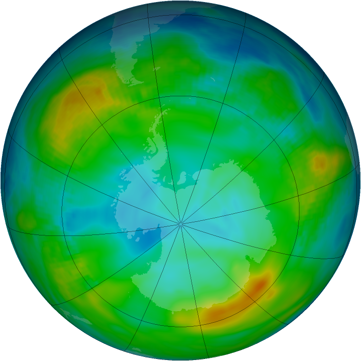 Antarctic ozone map for 24 May 1980